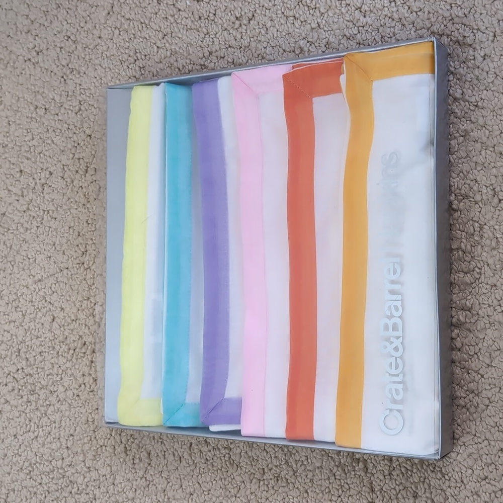 New Crate & Barrel Pastel dinner napkins